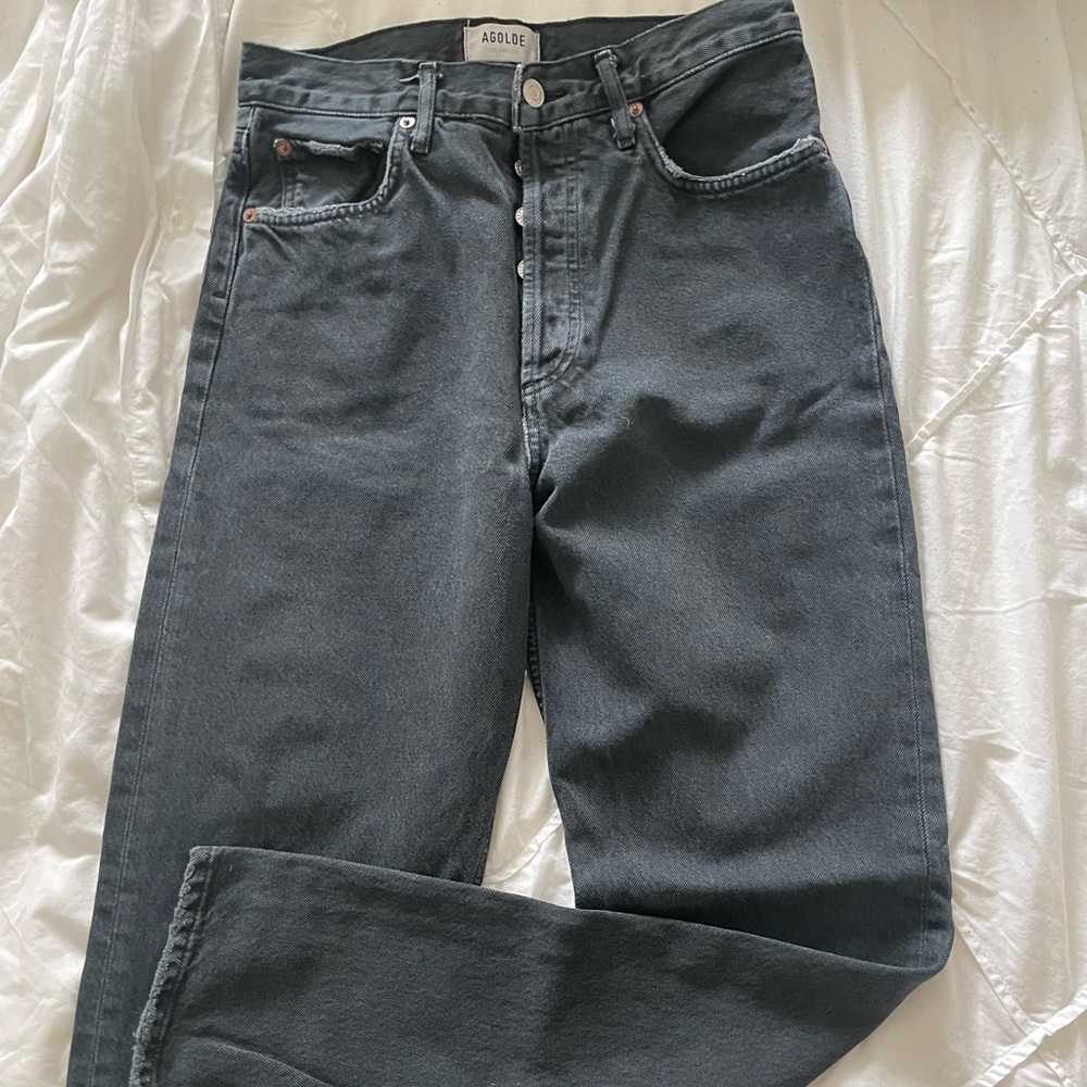 Black Agolde Straight Cut Denim Pants